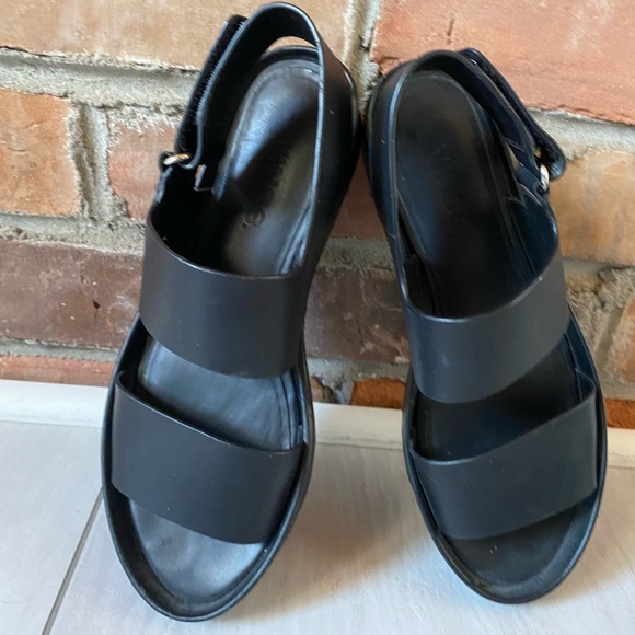 VINCE Marrett Platform Leather Sandals black size 6 - Picture 7 of 14